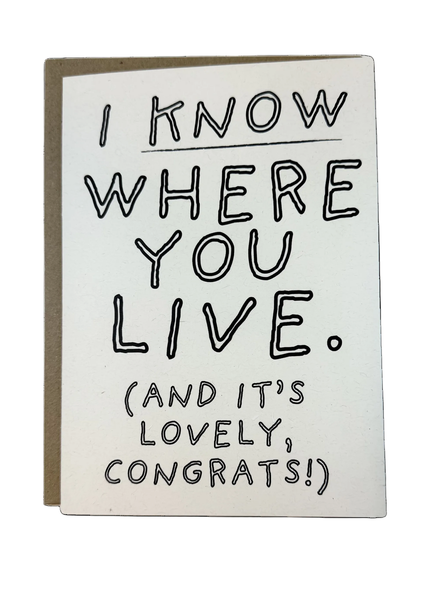 'I know where you live' New Home card