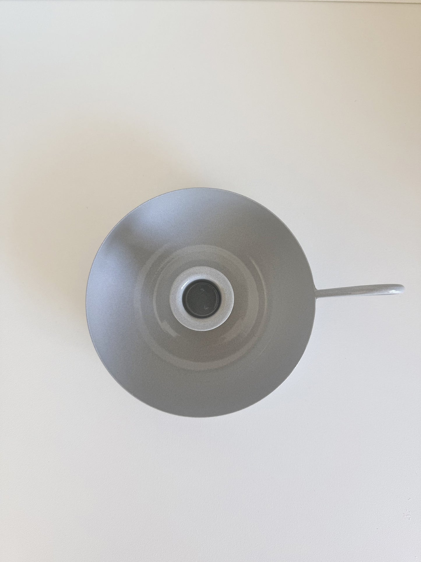 Grey Metal Candle Holder with Handle