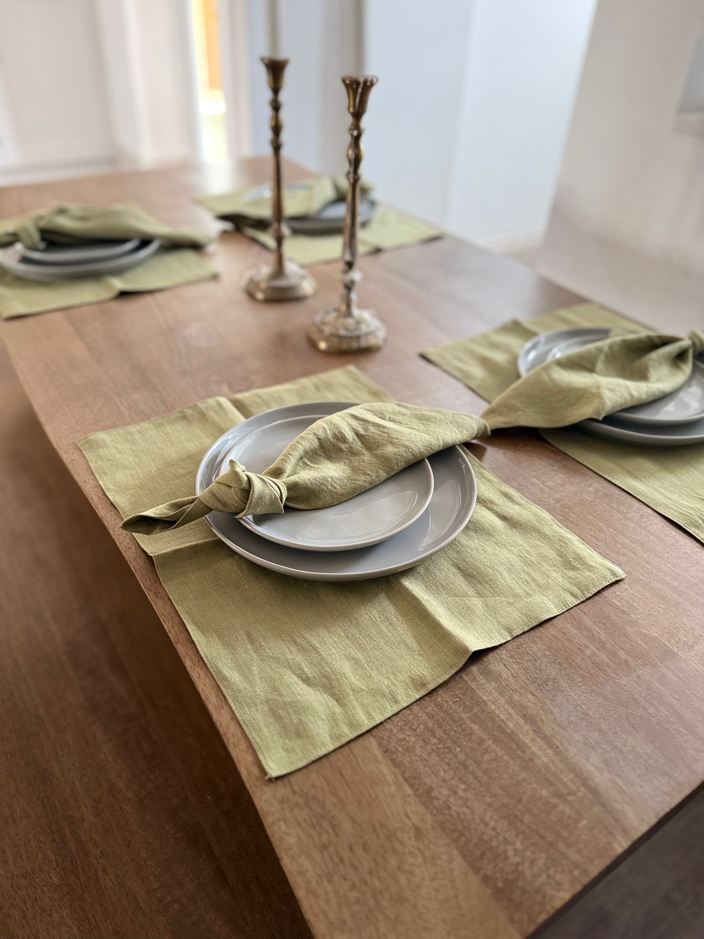 Olive Green Linen Napkin Set Of 2