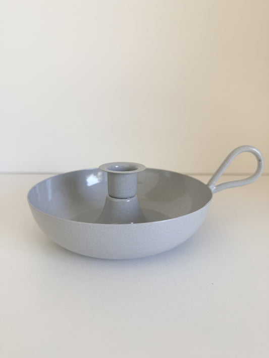 Grey Metal Candle Holder with Handle
