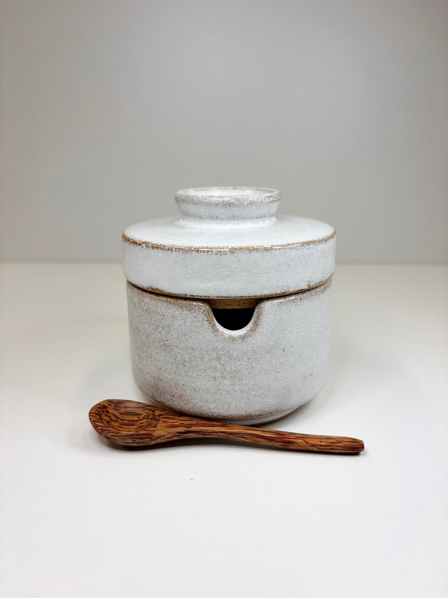 Ceramic Sugar Bowl with Lid and Spoon
