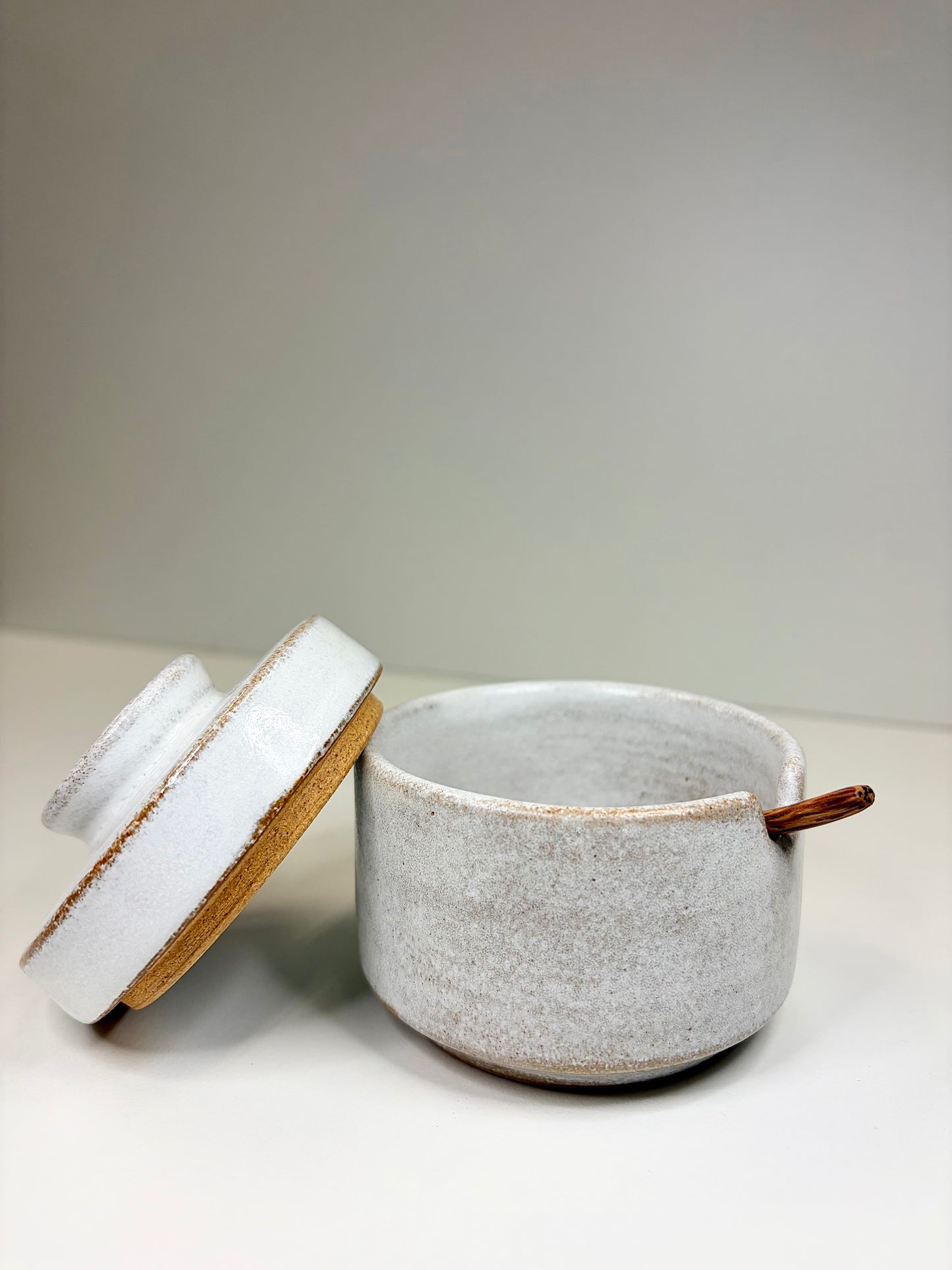 Ceramic Sugar Bowl with Lid and Spoon