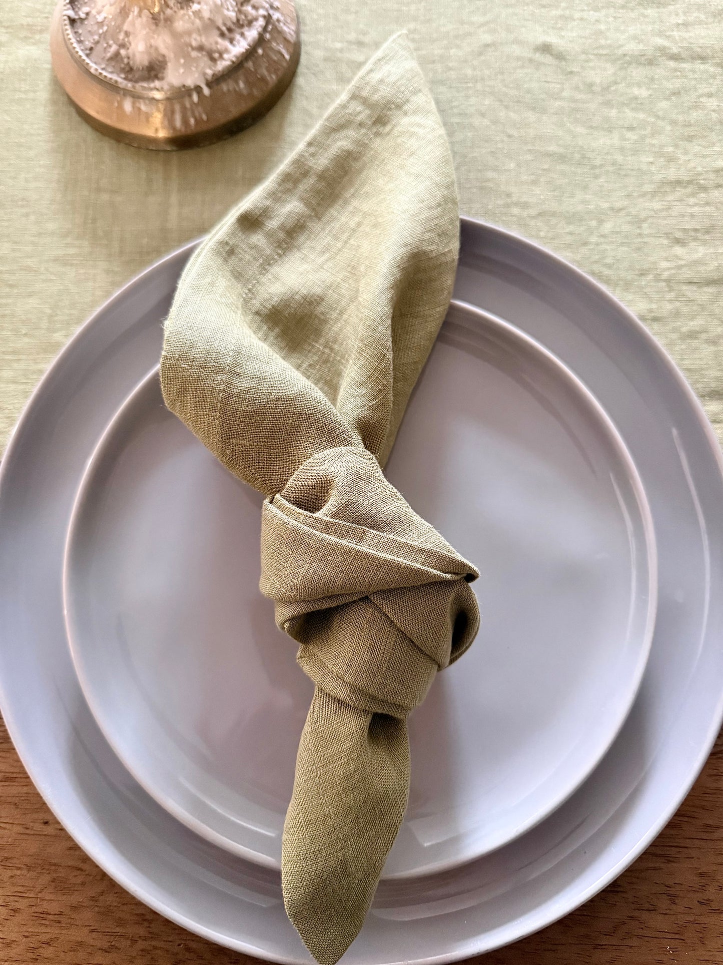 Olive Green Linen Napkin Set Of 2